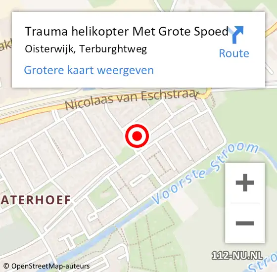 Locatie op kaart van de 112 melding: Trauma helikopter Met Grote Spoed Naar Oisterwijk, Terburghtweg op 24 april 2022 11:27