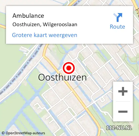 Locatie op kaart van de 112 melding: Ambulance Oosthuizen, Wilgerooslaan op 24 april 2022 12:50