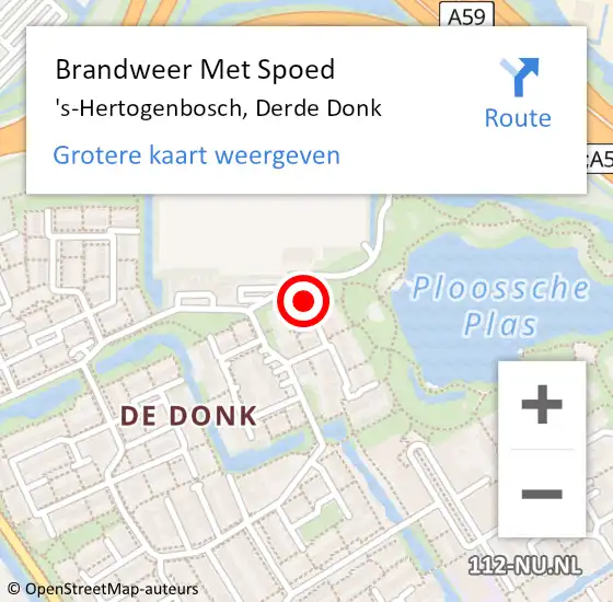 Locatie op kaart van de 112 melding: Brandweer Met Spoed Naar 's-Hertogenbosch, Derde Donk op 24 april 2022 14:09