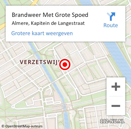 Locatie op kaart van de 112 melding: Brandweer Met Grote Spoed Naar Almere, Kapitein de Langestraat op 24 april 2022 19:57