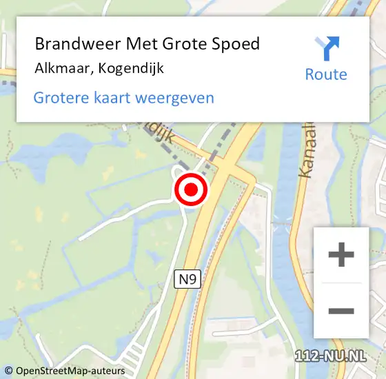 Locatie op kaart van de 112 melding: Brandweer Met Grote Spoed Naar Alkmaar, Kogendijk op 24 april 2022 20:00