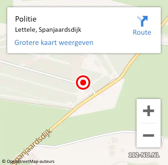 Locatie op kaart van de 112 melding: Politie Lettele, Spanjaardsdijk op 24 april 2022 20:33