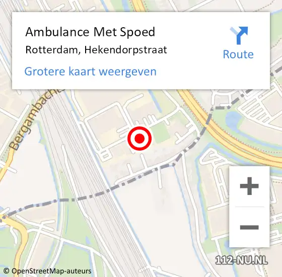 Locatie op kaart van de 112 melding: Ambulance Met Spoed Naar Rotterdam, Hekendorpstraat op 24 april 2022 20:38