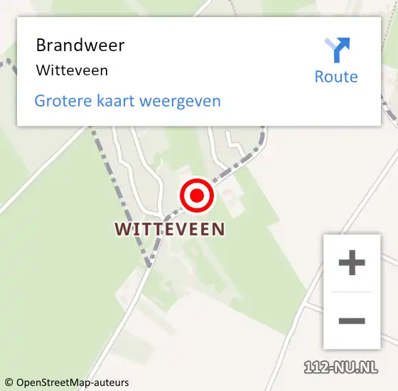 Locatie op kaart van de 112 melding: Brandweer Witteveen op 24 april 2022 21:30