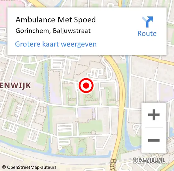 Locatie op kaart van de 112 melding: Ambulance Met Spoed Naar Gorinchem, Baljuwstraat op 24 april 2022 23:10