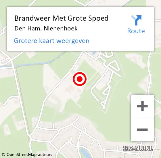 Locatie op kaart van de 112 melding: Brandweer Met Grote Spoed Naar Den Ham, Nienenhoek op 25 april 2022 03:09
