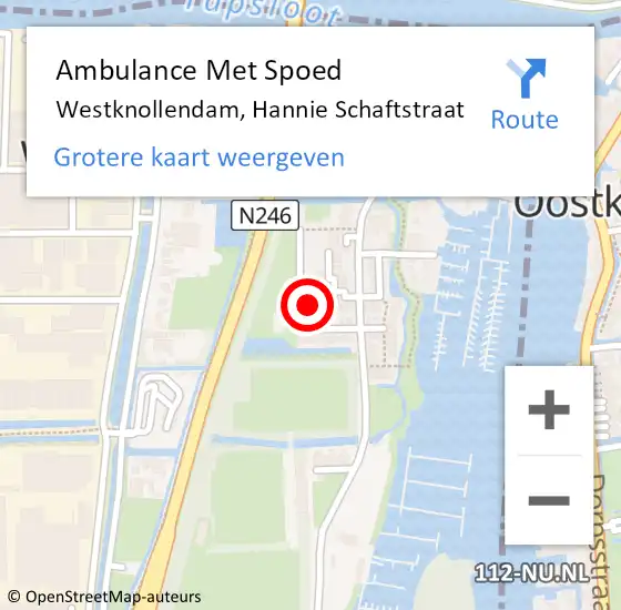 Locatie op kaart van de 112 melding: Ambulance Met Spoed Naar Westknollendam, Hannie Schaftstraat op 25 april 2022 05:42