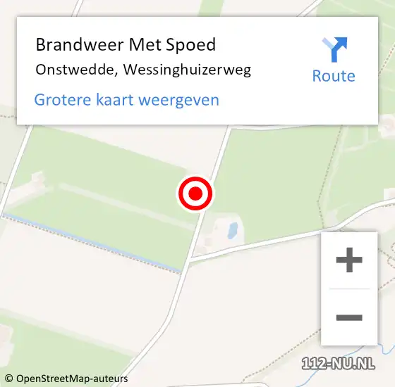 Locatie op kaart van de 112 melding: Brandweer Met Spoed Naar Onstwedde, Wessinghuizerweg op 25 april 2022 07:14