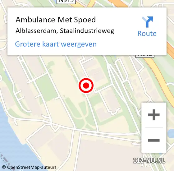 Locatie op kaart van de 112 melding: Ambulance Met Spoed Naar Alblasserdam, Staalindustrieweg op 25 april 2022 11:04