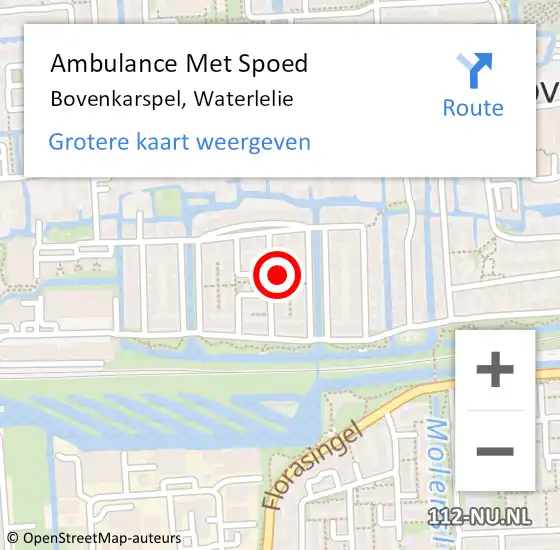 Locatie op kaart van de 112 melding: Ambulance Met Spoed Naar Bovenkarspel, Waterlelie op 25 april 2022 11:50