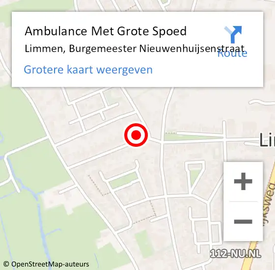 Locatie op kaart van de 112 melding: Ambulance Met Grote Spoed Naar Limmen, Burgemeester Nieuwenhuijsenstraat op 25 april 2022 12:56