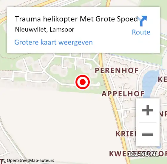 Locatie op kaart van de 112 melding: Trauma helikopter Met Grote Spoed Naar Nieuwvliet, Lamsoor op 25 april 2022 13:25