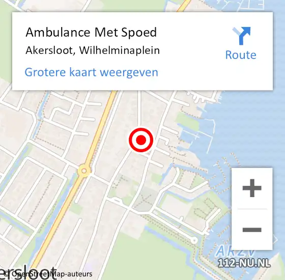 Locatie op kaart van de 112 melding: Ambulance Met Spoed Naar Akersloot, Wilhelminaplein op 15 juli 2014 14:36