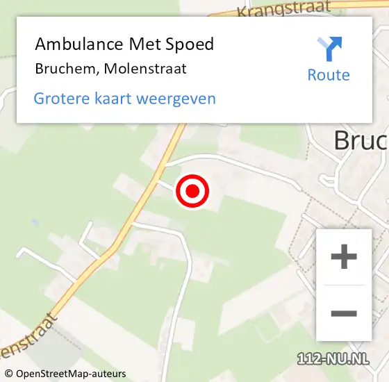 Locatie op kaart van de 112 melding: Ambulance Met Spoed Naar Bruchem, Molenstraat op 25 april 2022 15:33
