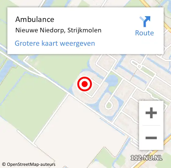 Locatie op kaart van de 112 melding: Ambulance Nieuwe Niedorp, Strijkmolen op 25 april 2022 16:51