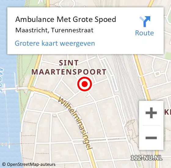 Locatie op kaart van de 112 melding: Ambulance Met Grote Spoed Naar Maastricht, Turennestraat op 15 juli 2014 14:56