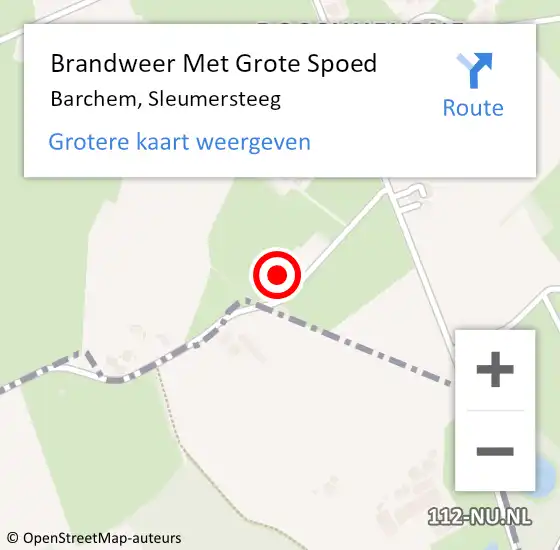 Locatie op kaart van de 112 melding: Brandweer Met Grote Spoed Naar Barchem, Sleumersteeg op 25 april 2022 18:59
