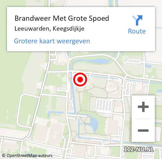 Locatie op kaart van de 112 melding: Brandweer Met Grote Spoed Naar Leeuwarden, Keegsdijkje op 25 april 2022 21:00