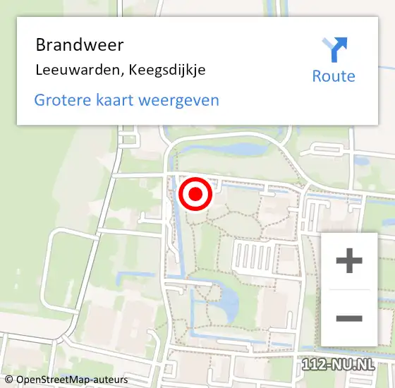 Locatie op kaart van de 112 melding: Brandweer Leeuwarden, Keegsdijkje op 25 april 2022 21:24