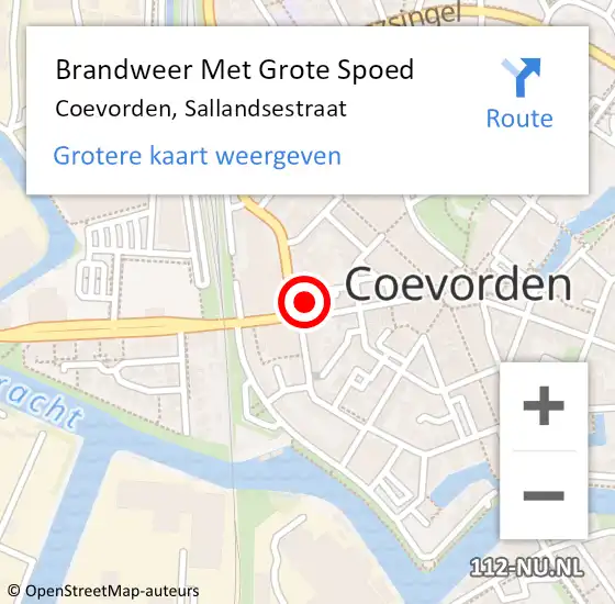 Locatie op kaart van de 112 melding: Brandweer Met Grote Spoed Naar Coevorden, Sallandsestraat op 26 april 2022 00:52