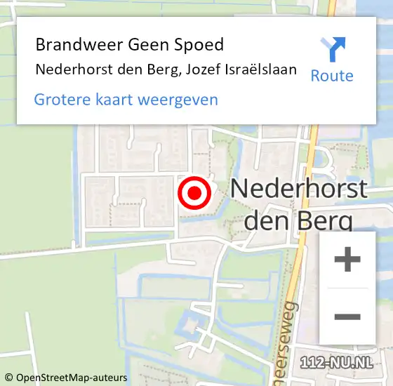 Locatie op kaart van de 112 melding: Brandweer Geen Spoed Naar Nederhorst den Berg, Jozef Israëlslaan op 26 april 2022 01:59