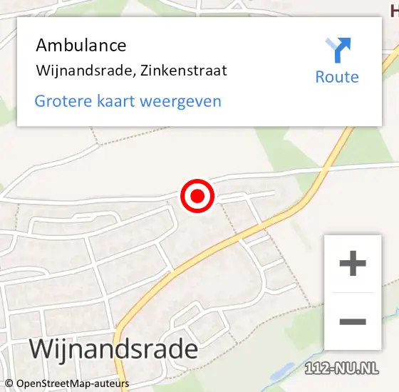 Locatie op kaart van de 112 melding: Ambulance Wijnandsrade, Zinkenstraat op 8 oktober 2013 12:11