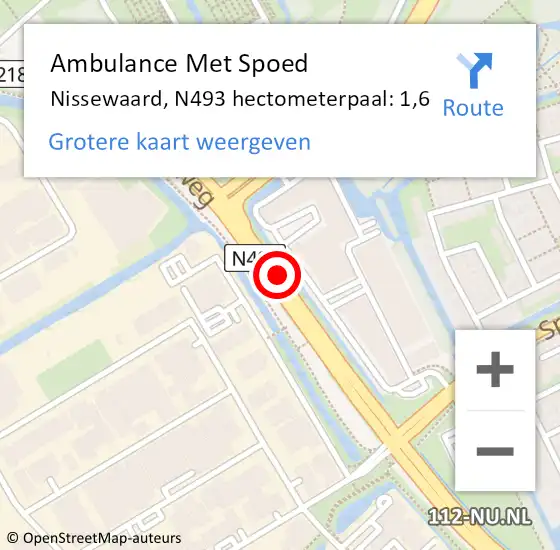 Locatie op kaart van de 112 melding: Ambulance Met Spoed Naar Bernisse, N493 hectometerpaal: 1,6 op 26 april 2022 07:29