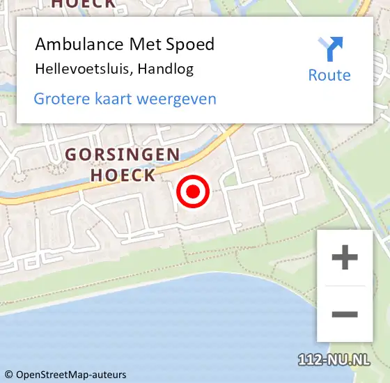 Locatie op kaart van de 112 melding: Ambulance Met Spoed Naar Hellevoetsluis, Handlog op 26 april 2022 08:55