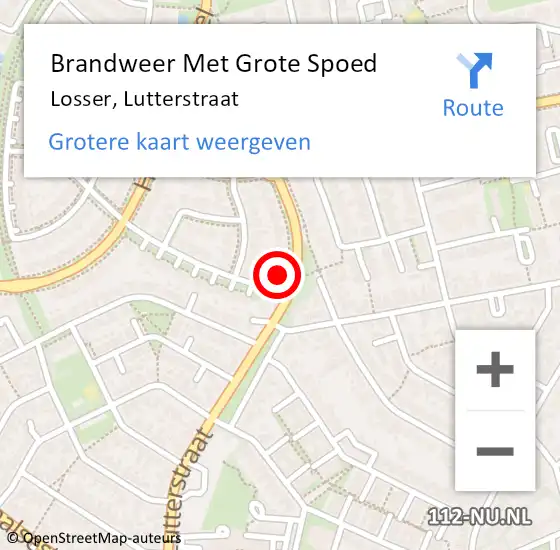 Locatie op kaart van de 112 melding: Brandweer Met Grote Spoed Naar Losser, Lutterstraat op 26 april 2022 09:13