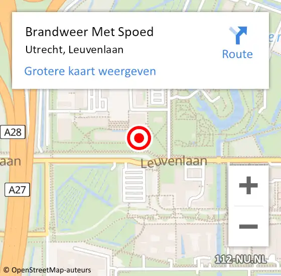 Locatie op kaart van de 112 melding: Brandweer Met Spoed Naar Utrecht, Leuvenlaan op 26 april 2022 13:15