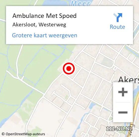 Locatie op kaart van de 112 melding: Ambulance Met Spoed Naar Akersloot, Westerweg op 26 april 2022 13:36