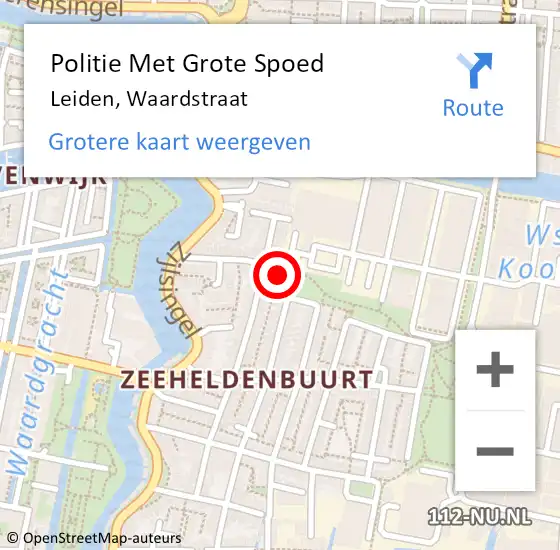 Locatie op kaart van de 112 melding: Politie Met Grote Spoed Naar Leiden, Waardstraat op 26 april 2022 16:29