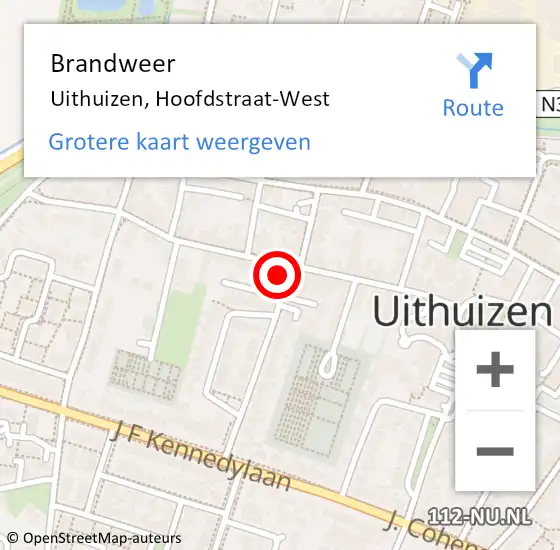 Locatie op kaart van de 112 melding: Brandweer Uithuizen, Hoofdstraat-West op 26 april 2022 17:05