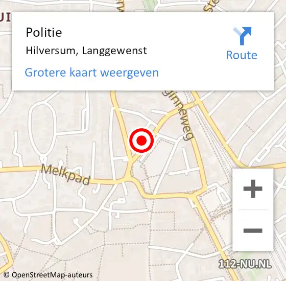 Locatie op kaart van de 112 melding: Politie Hilversum, Langgewenst op 26 april 2022 23:06