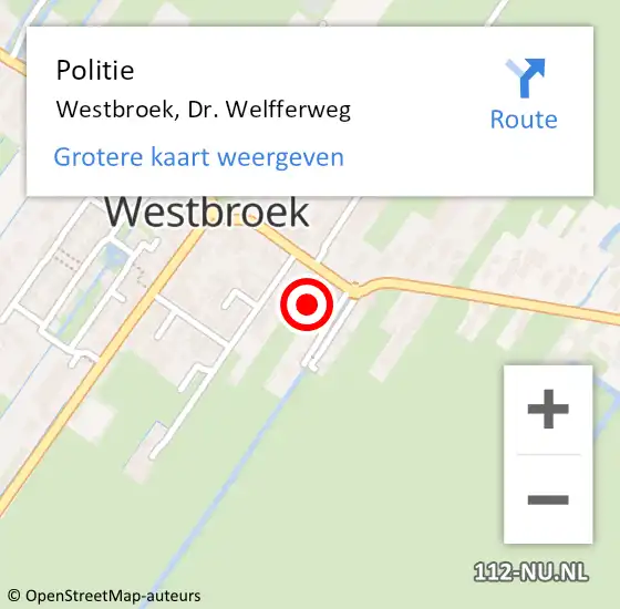 Locatie op kaart van de 112 melding: Politie Westbroek, Dr. Welfferweg op 27 april 2022 01:43