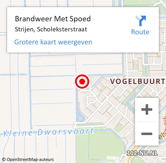 Locatie op kaart van de 112 melding: Brandweer Met Spoed Naar Strijen, Scholeksterstraat op 27 april 2022 02:31