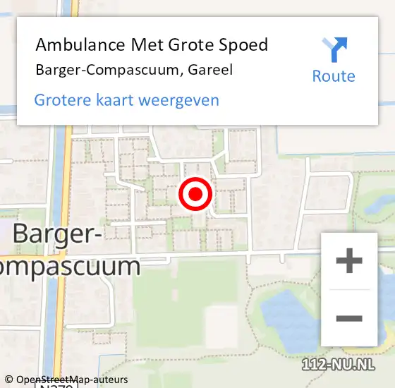 Locatie op kaart van de 112 melding: Ambulance Met Grote Spoed Naar Barger-Compascuum, Gareel op 27 april 2022 03:21