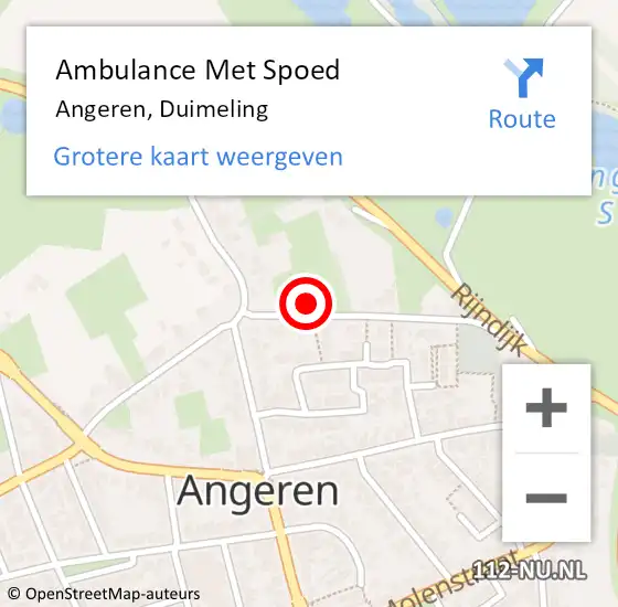 Locatie op kaart van de 112 melding: Ambulance Met Spoed Naar Angeren, Duimeling op 27 april 2022 03:49
