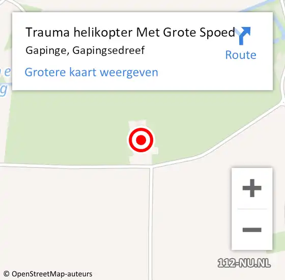 Locatie op kaart van de 112 melding: Trauma helikopter Met Grote Spoed Naar Gapinge, Gapingsedreef op 27 april 2022 08:52