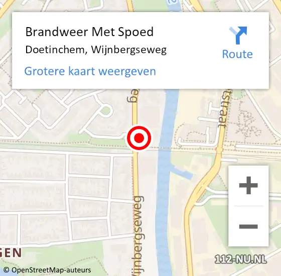 Locatie op kaart van de 112 melding: Brandweer Met Spoed Naar Doetinchem, Wijnbergseweg op 27 april 2022 10:10