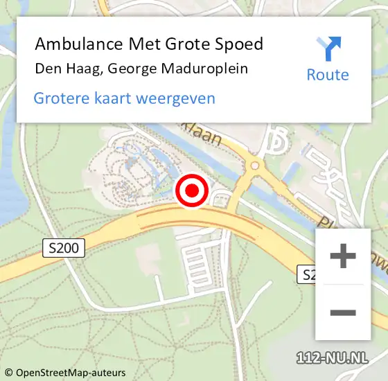 Locatie op kaart van de 112 melding: Ambulance Met Grote Spoed Naar Den Haag, George Maduroplein op 27 april 2022 10:21