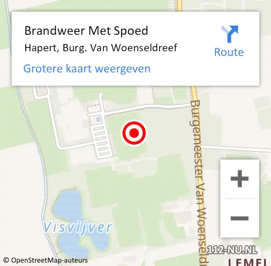 Locatie op kaart van de 112 melding: Brandweer Met Spoed Naar Hapert, Burg. Van Woenseldreef op 27 april 2022 12:15