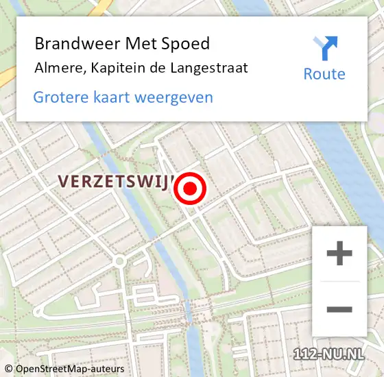 Locatie op kaart van de 112 melding: Brandweer Met Spoed Naar Almere, Kapitein de Langestraat op 27 april 2022 12:47