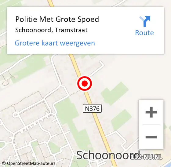 Locatie op kaart van de 112 melding: Politie Met Grote Spoed Naar Schoonoord, Tramstraat op 27 april 2022 13:53