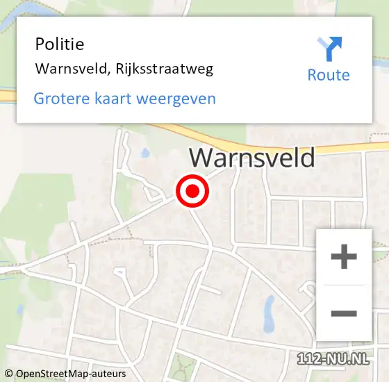Locatie op kaart van de 112 melding: Politie Warnsveld, Rijksstraatweg op 27 april 2022 14:44