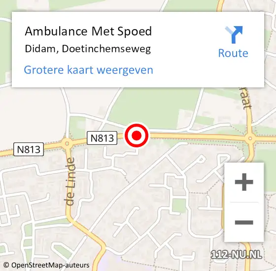 Locatie op kaart van de 112 melding: Ambulance Met Spoed Naar Didam, Doetinchemseweg op 27 april 2022 15:14