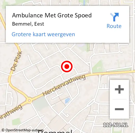 Locatie op kaart van de 112 melding: Ambulance Met Grote Spoed Naar Bemmel, Eest op 27 april 2022 16:24