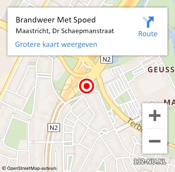 Locatie op kaart van de 112 melding: Brandweer Met Spoed Naar Maastricht, Dr Schaepmanstraat op 27 april 2022 17:28