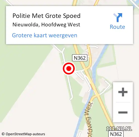 Locatie op kaart van de 112 melding: Politie Met Grote Spoed Naar Nieuwolda, Hoofdweg West op 27 april 2022 19:40