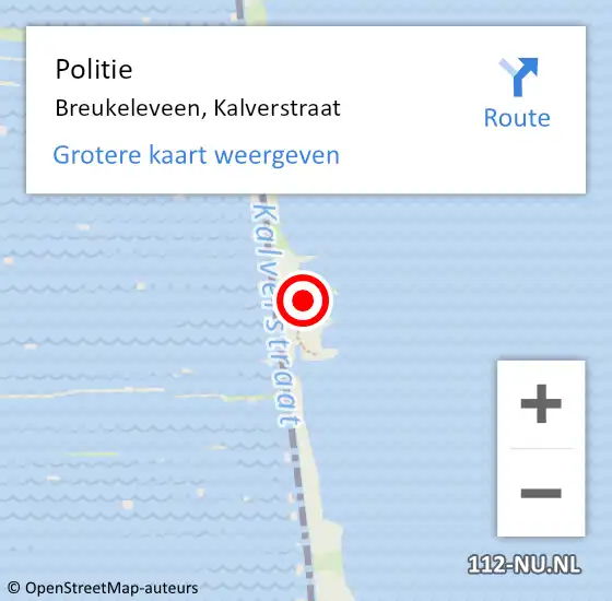 Locatie op kaart van de 112 melding: Politie Breukeleveen, Kalverstraat op 27 april 2022 19:45